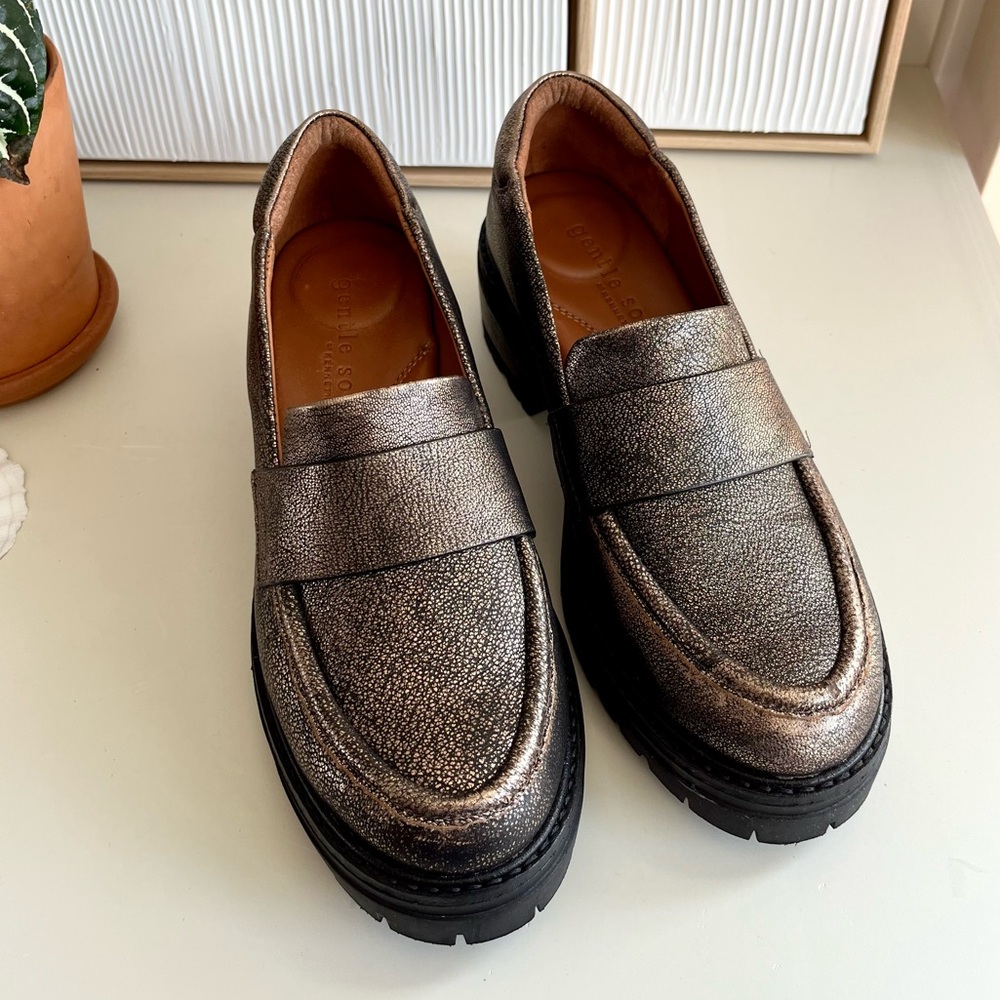 Gentle Souls Shimmering Black Loafers